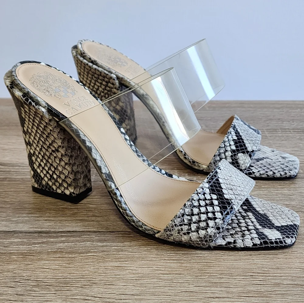 VINCE CAMUTO Felima Snakeskin Leather High Heel Sandal 8M